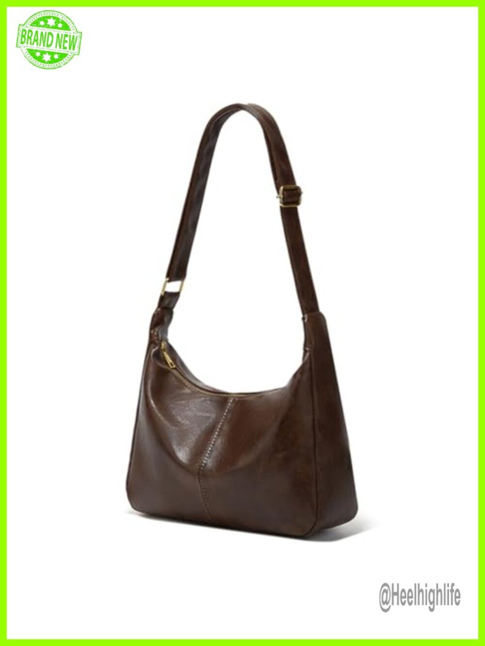 PU Leather Slouchy Hobo Shoulder Bag Adjustable Strap Everyday Purse
